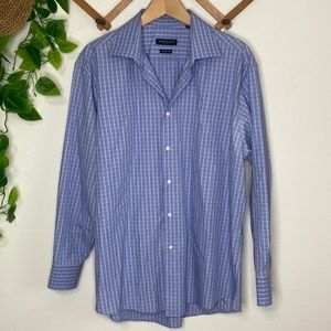 Checkered Periwinkle Wrinkle Free Dress Shirt by LONDON FOG